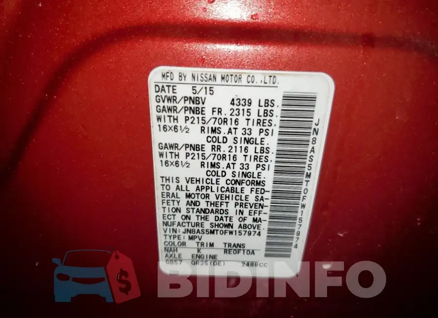 JN8AS5MT0FW157974 Photo# 11