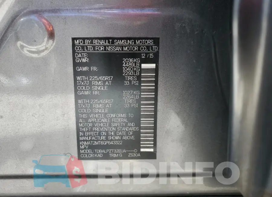 KNMAT2MT6GP643322 Photo# 12
