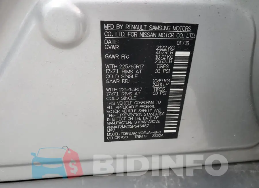 KNMAT2MV2GP645487 Photo# 13