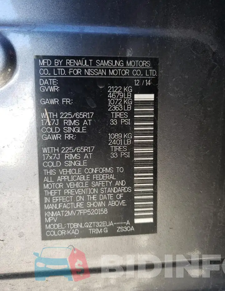 KNMAT2MV7FP520158 Photo# 12