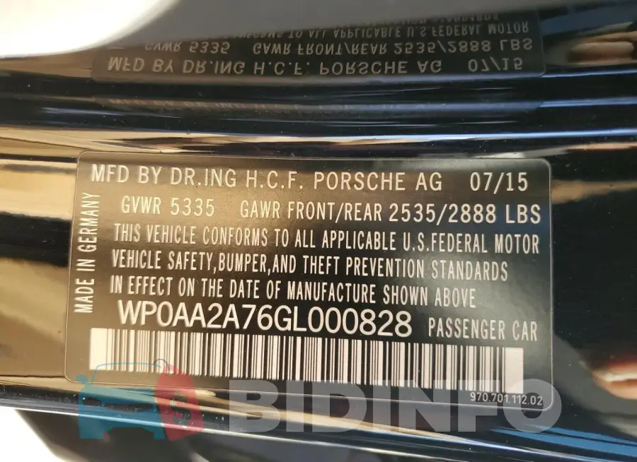 WP0AA2A76GL000828 Photo# 13
