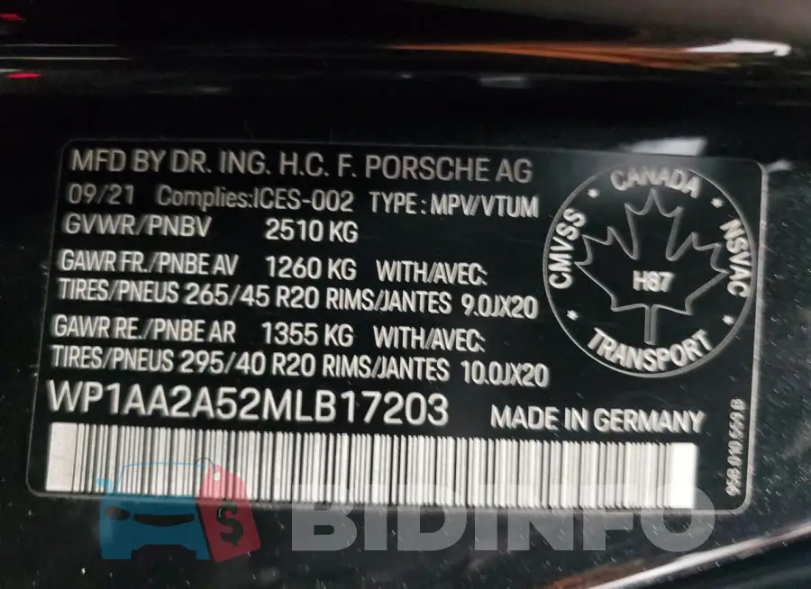 WP1AA2A52MLB17203 Photo# 14