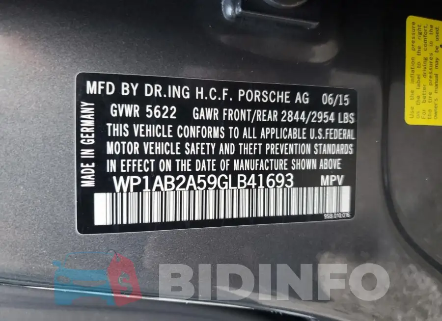 WP1AB2A59GLB41693 Photo# 14