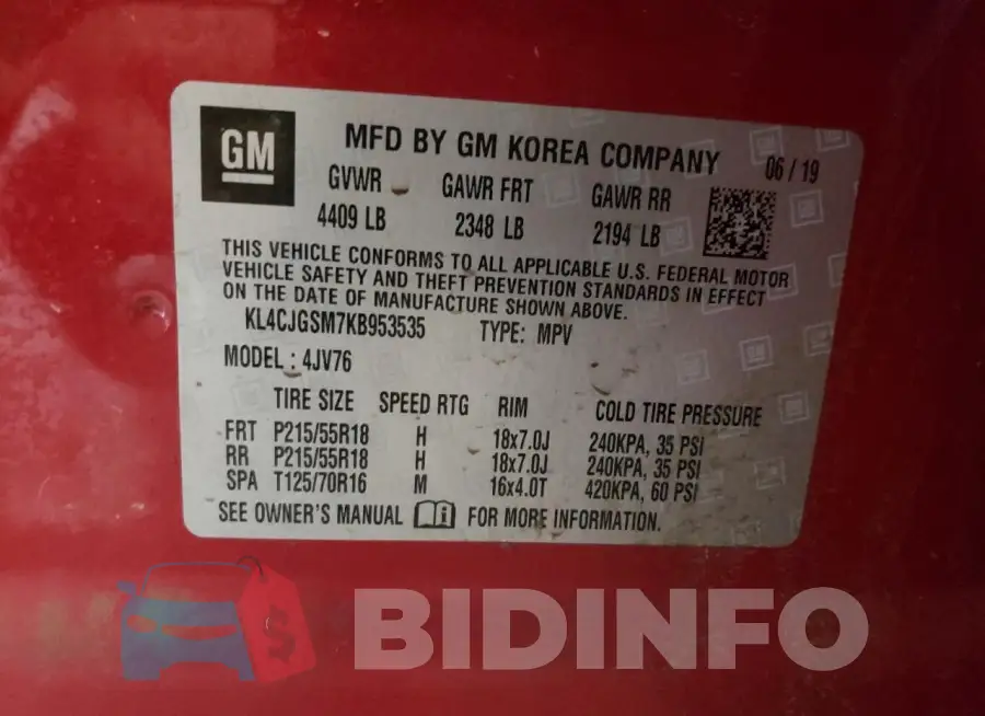 KL4CJGSM7KB953535 Photo# 12