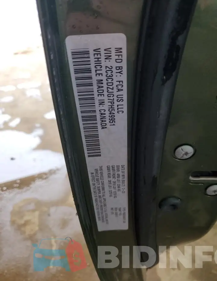 2C3CDZJG7PH549951 Photo# 12