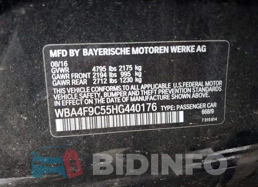 WBA4F9C55HG440176 Photo# 13