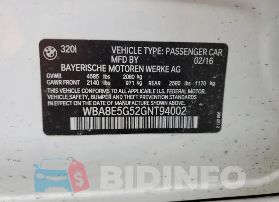 WBA8E5G52GNT94002 Photo# 12