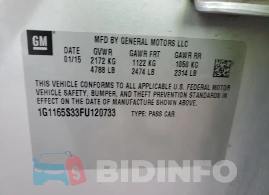 1G1165S33FU120733 Photo# 12