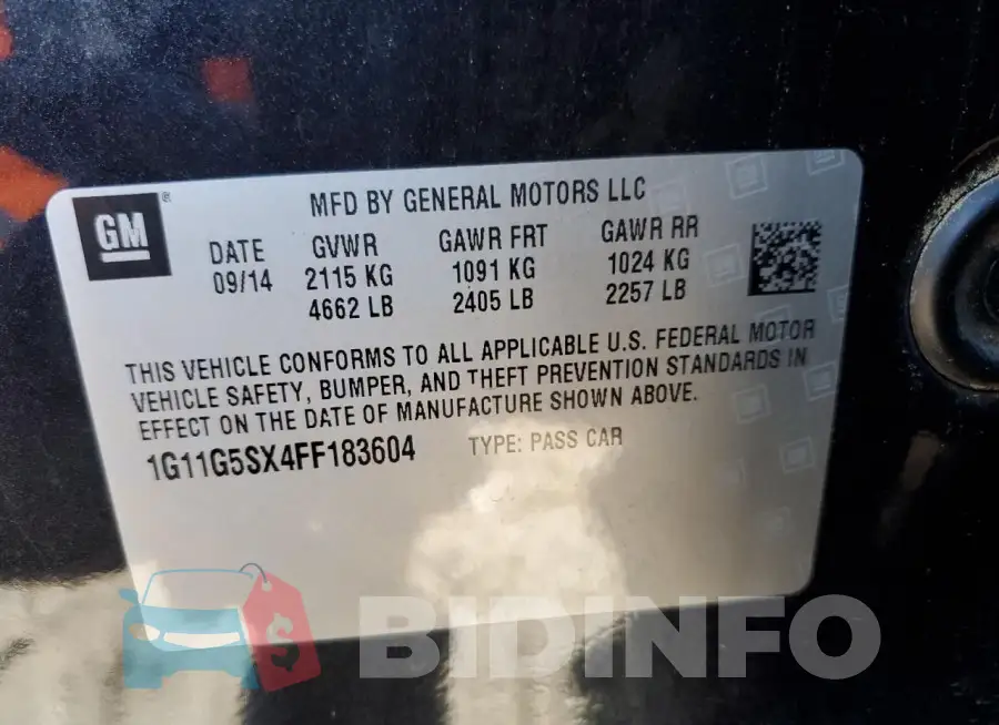 1G11G5SX4FF183604 Photo# 12