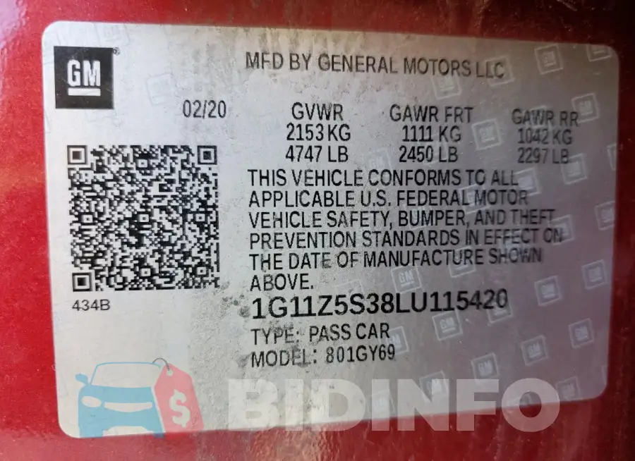 1G11Z5S38LU115420 Photo# 12