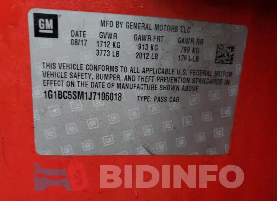 1G1BC5SM1J7106018 Photo# 12