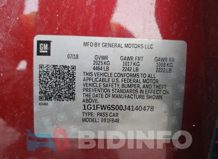 1G1FW6S00J4140478 Photo# 12