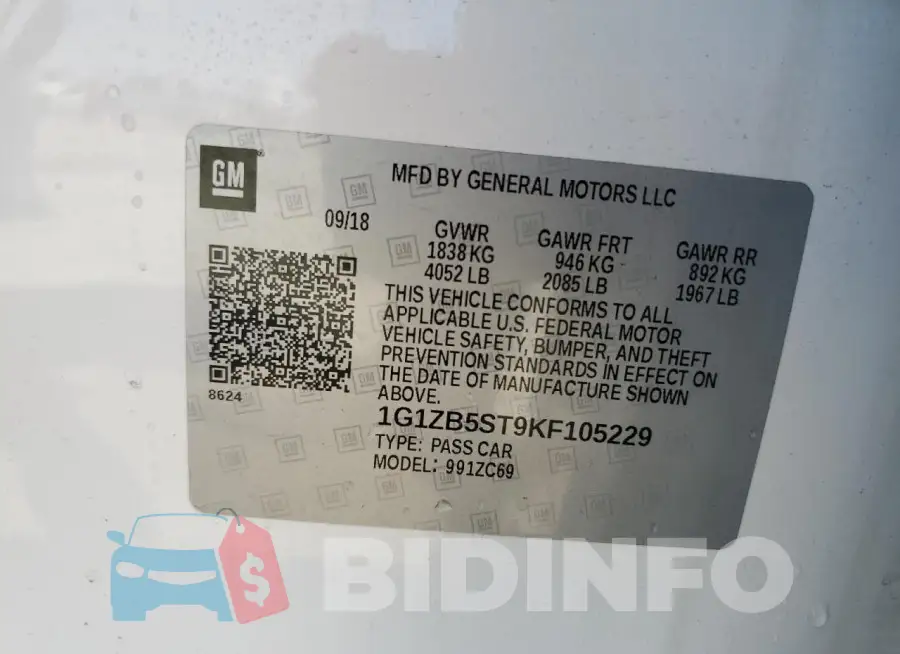 1G1ZB5ST9KF105229 Photo# 12