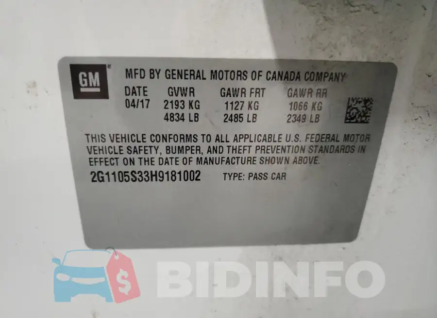 2G1105S33H9181002 Photo# 12