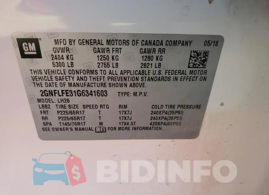 2GNFLFE31G6341603 Photo# 12