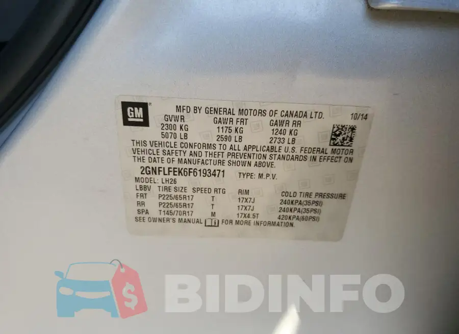 2GNFLFEK6F6193471 Photo# 13
