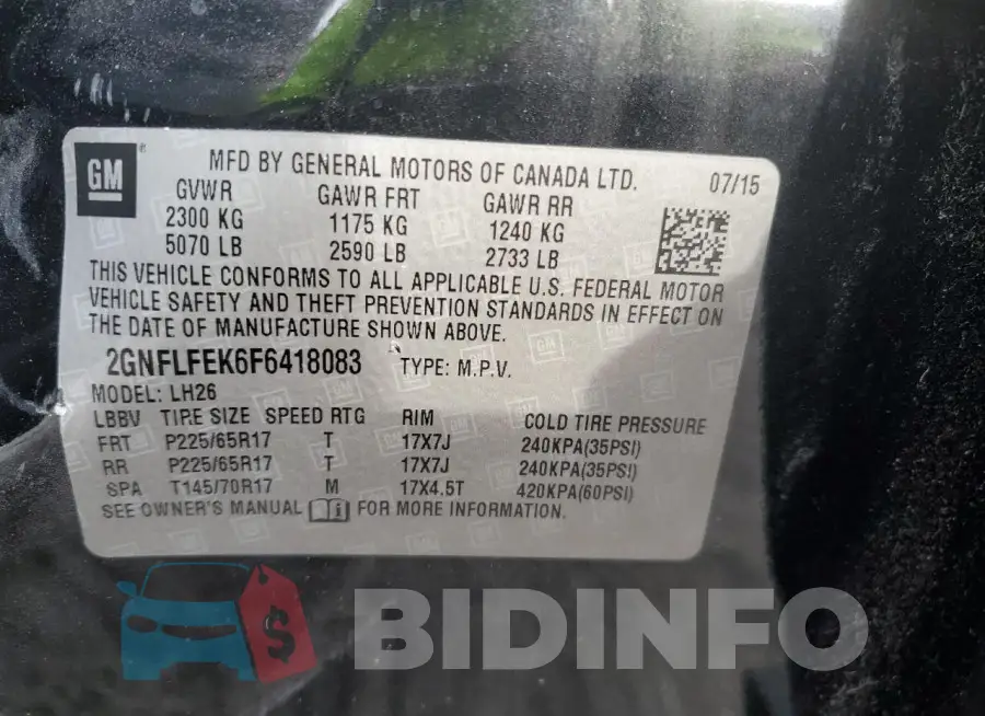 2GNFLFEK6F6418083 Photo# 13