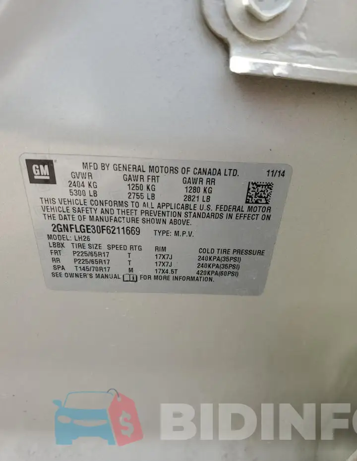 2GNFLGE30F6211669 Photo# 13