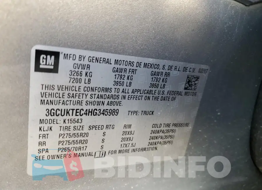 3GCUKTEC4HG345989 Photo# 13