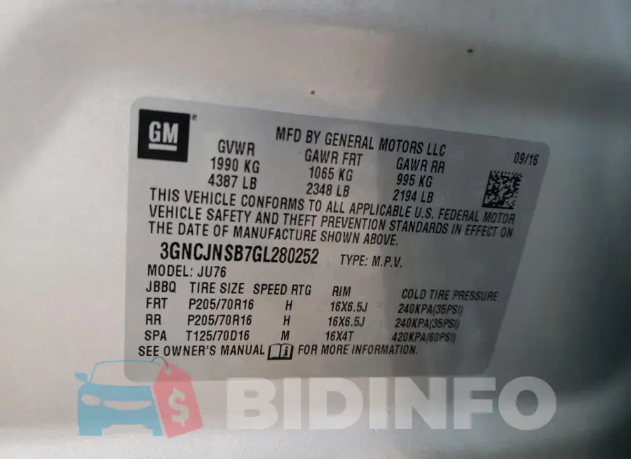 3GNCJNSB7GL280252 Photo# 13