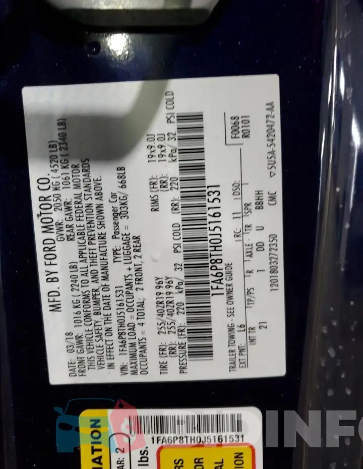 1FA6P8TH0J5161531 Photo# 12