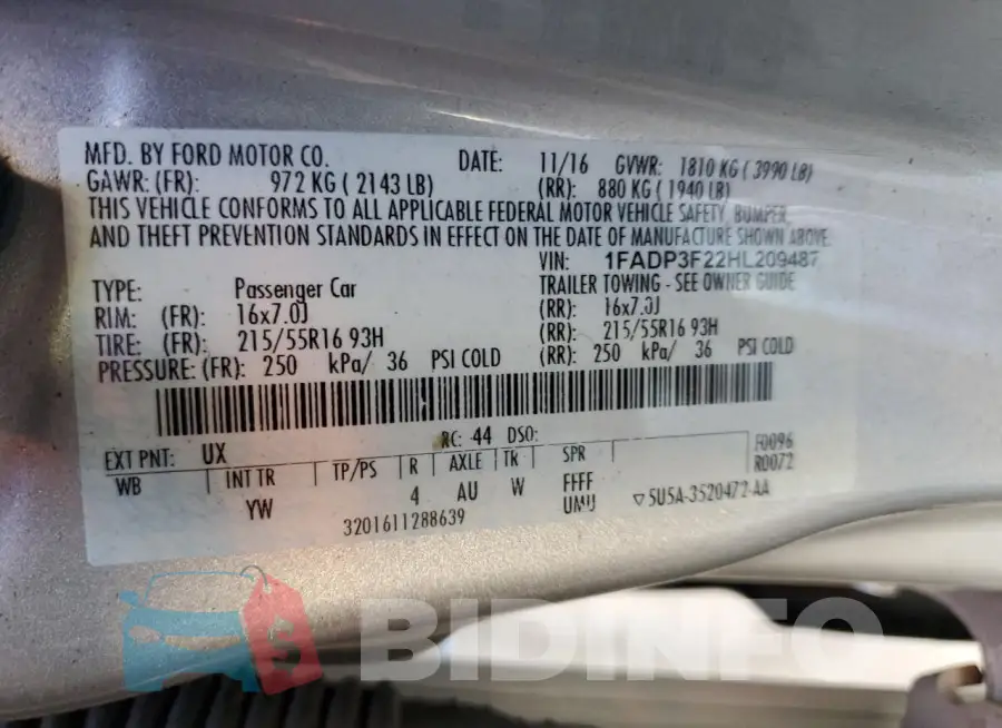1FADP3F22HL209487 Photo# 12