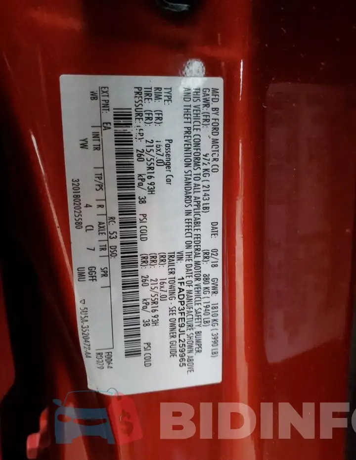 1FADP3FE9JL259965 Photo# 12