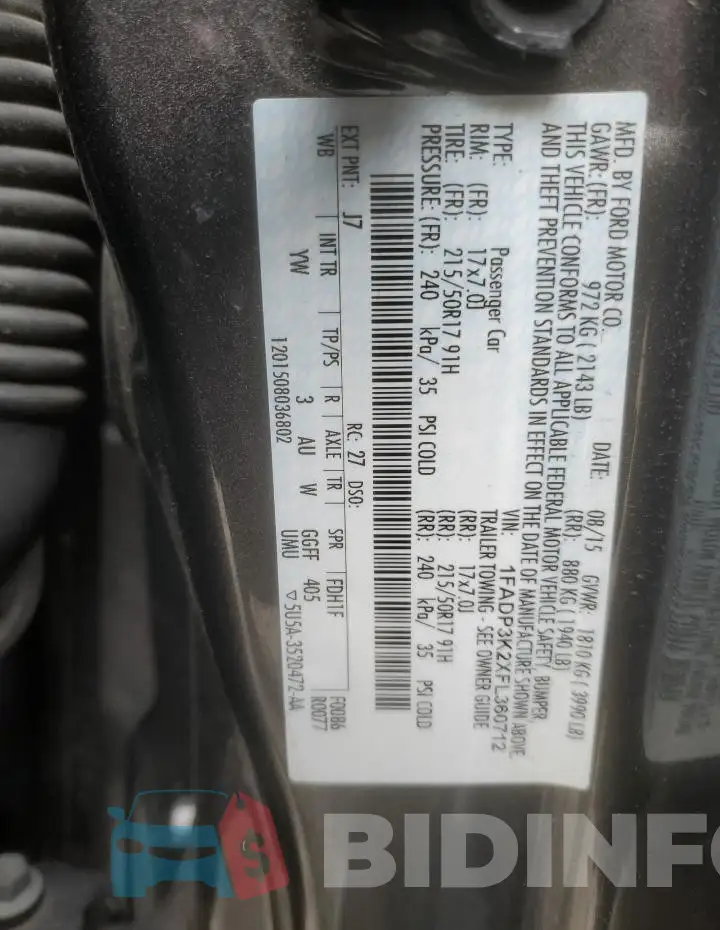 1FADP3K2XFL360712 Photo# 12
