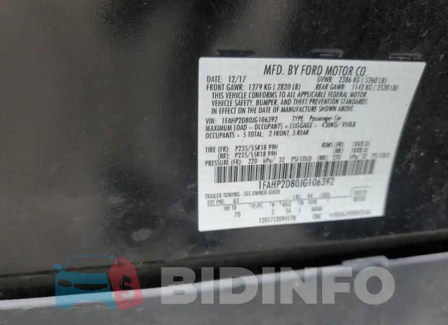 1FAHP2D80JG106392 Photo# 12