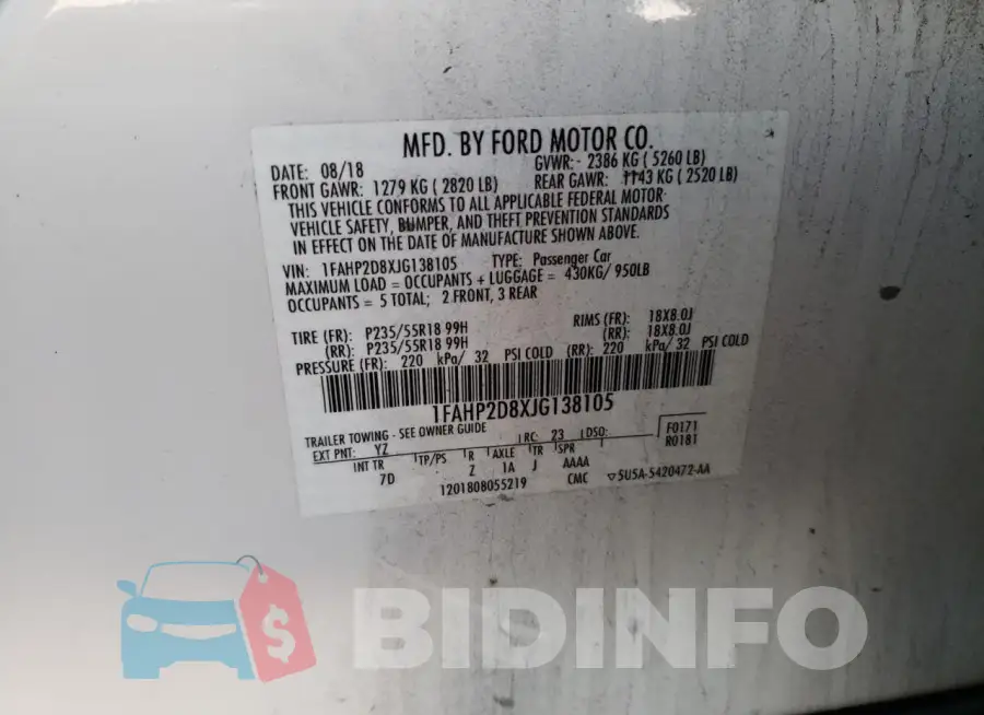 1FAHP2D8XJG138105 Photo# 12