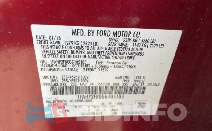 1FAHP2F80GG105183 Photo# 10