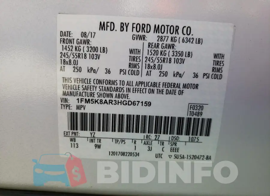 1FM5K8AR3HGD67159 Photo# 13