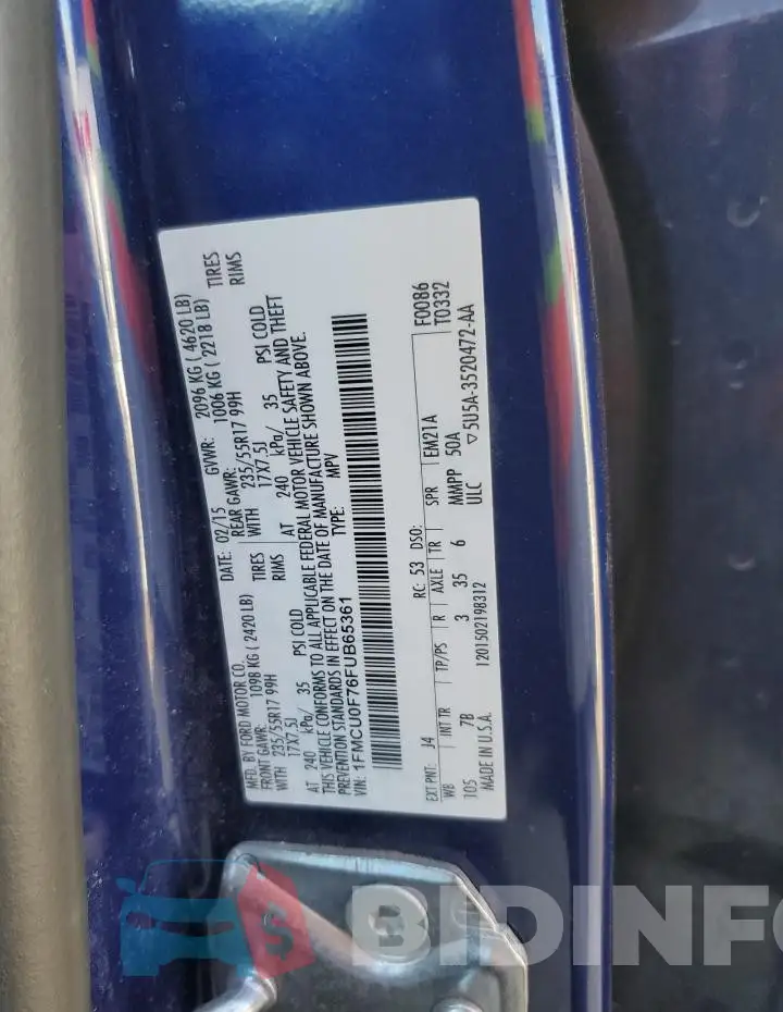 1FMCU0F76FUB65361 Photo# 12