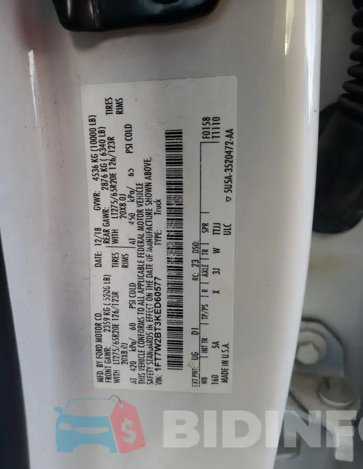 1FT7W2BT3KED60577 Photo# 12