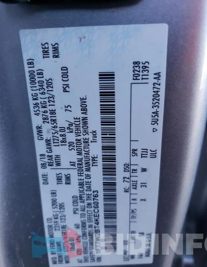 1FT7W2BT4KEC60763 Photo# 12