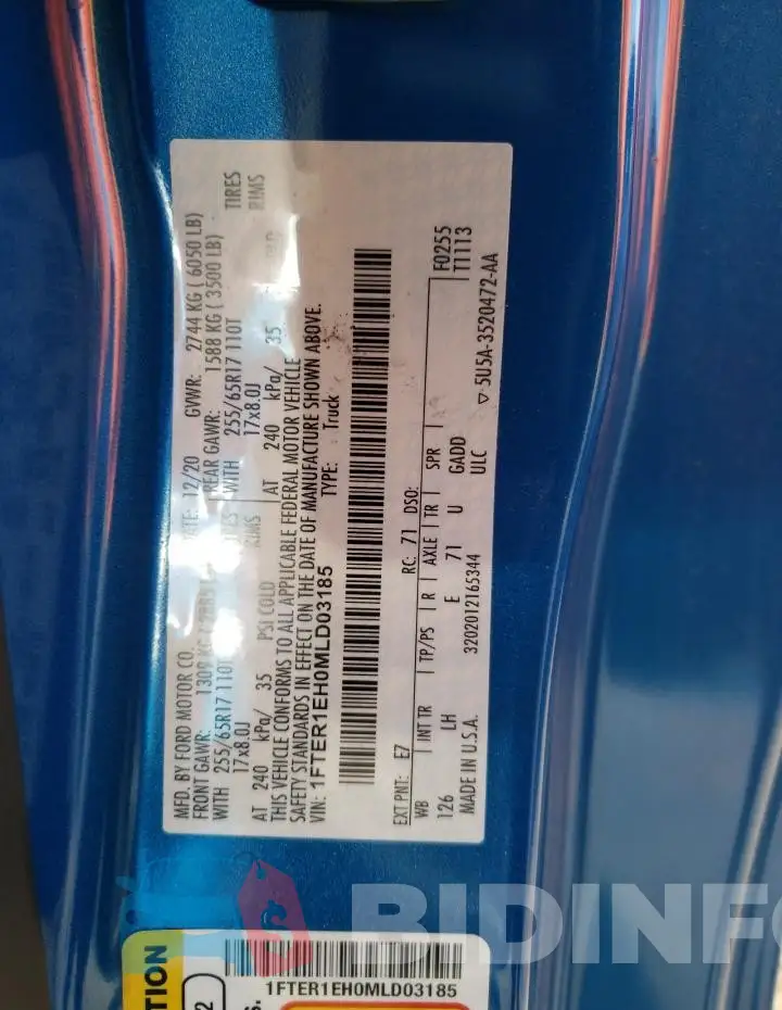 1FTER1EH0MLD03185 Photo# 12