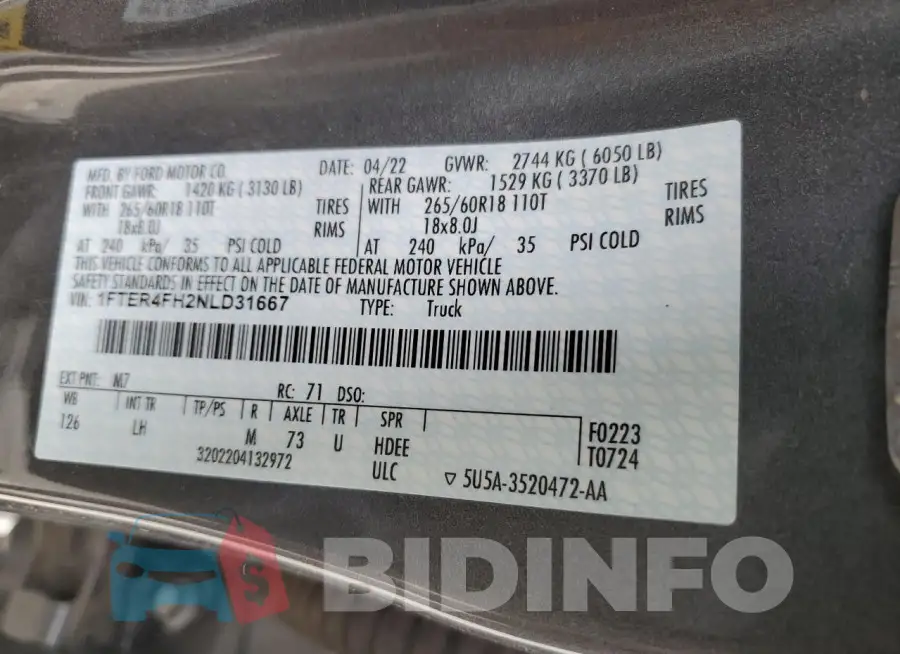 1FTER4FH2NLD31667 Photo# 12