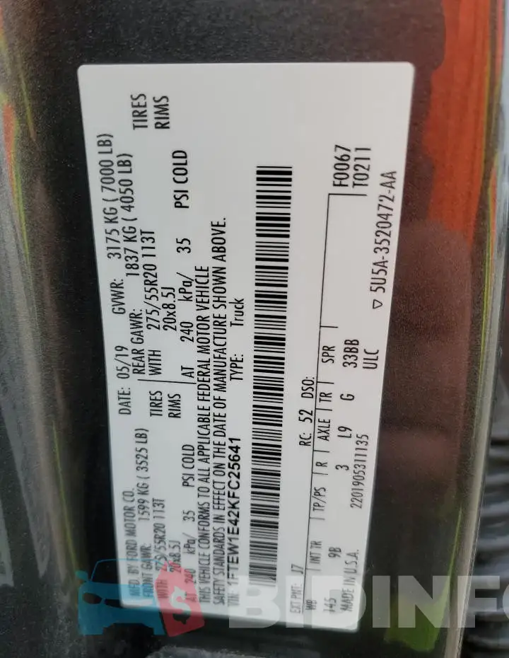 1FTEW1E42KFC25641 Photo# 12
