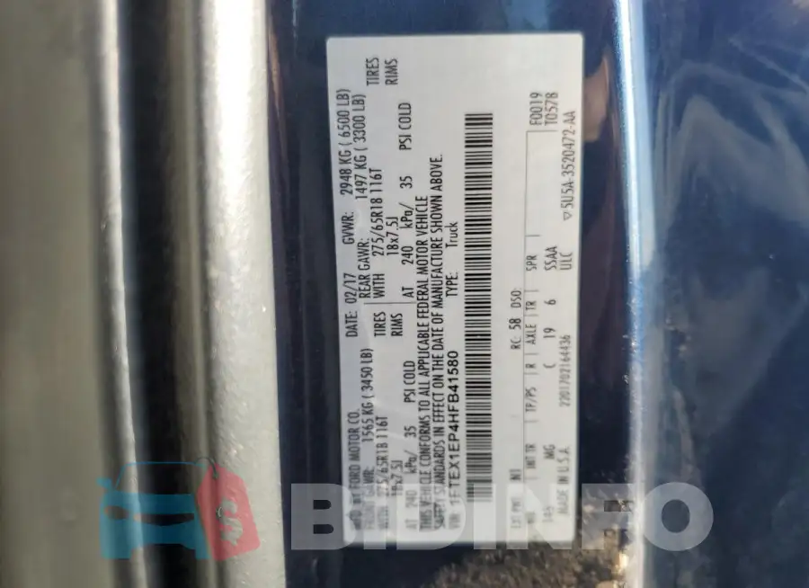 1FTEX1EP4HFB41580 Photo# 12