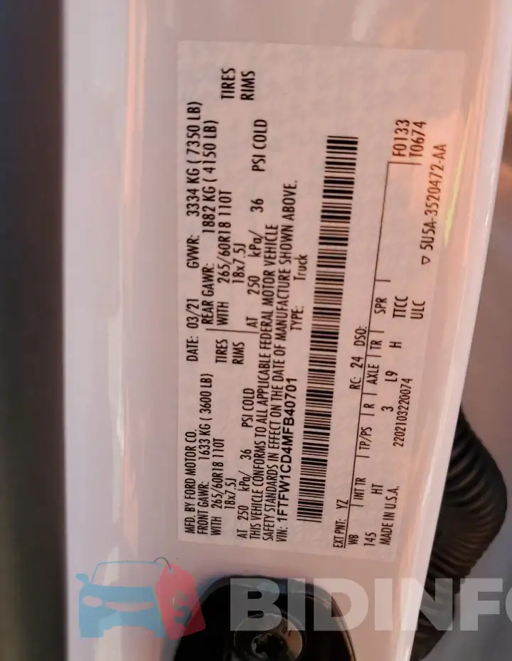 1FTFW1CD4MFB40701 Photo# 13