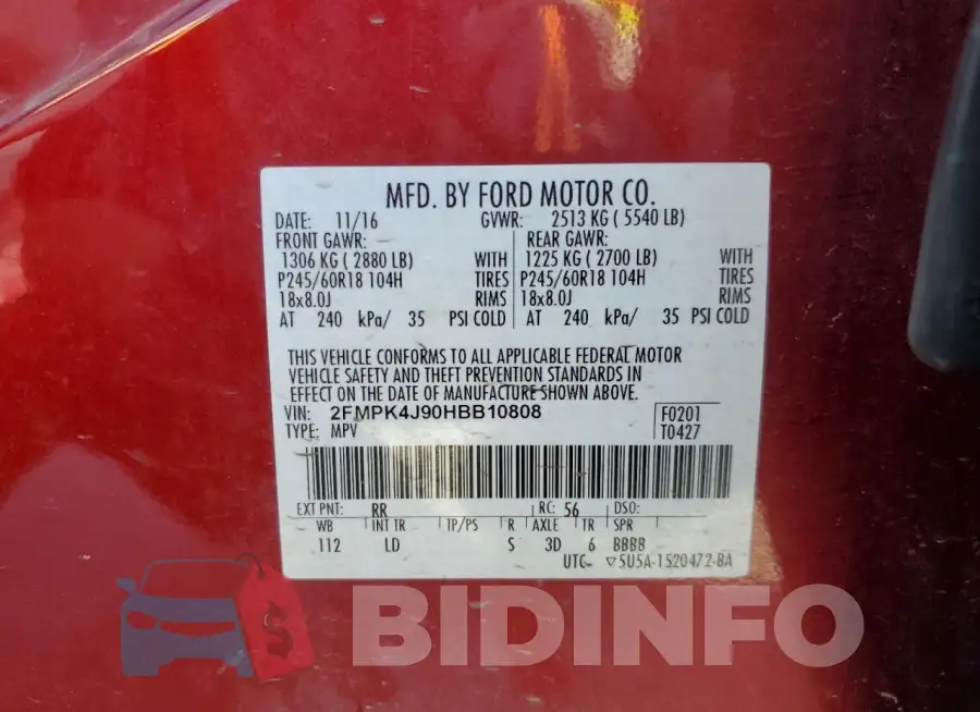 2FMPK4J90HBB10808 Photo# 14