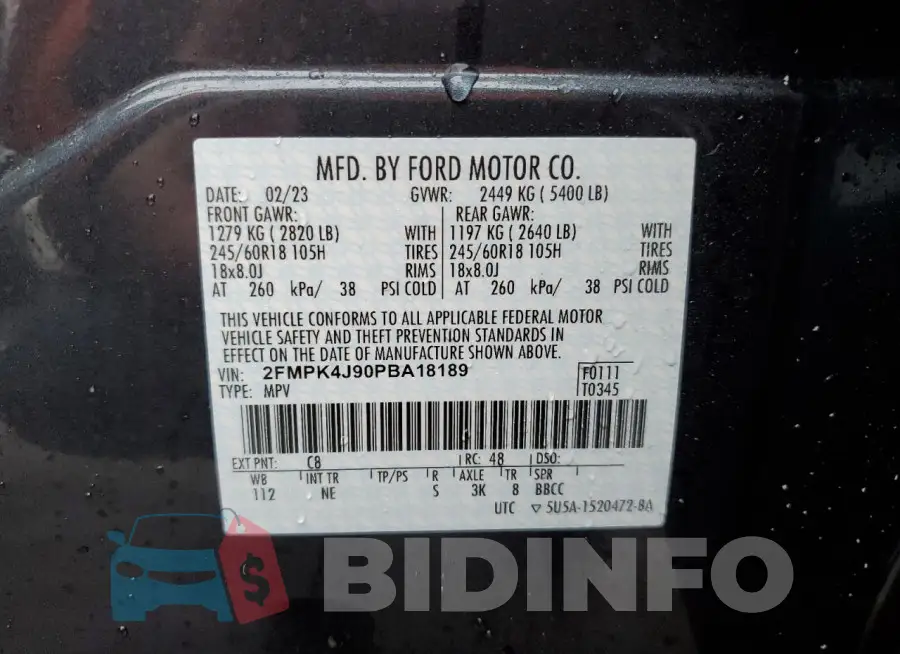 2FMPK4J90PBA18189 Photo# 12