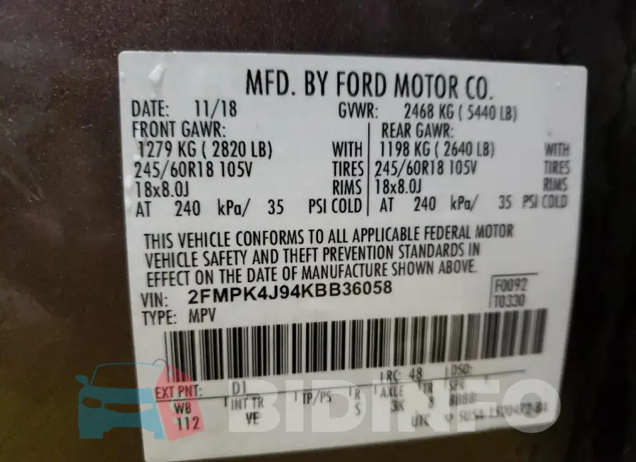 2FMPK4J94KBB36058 Photo# 13