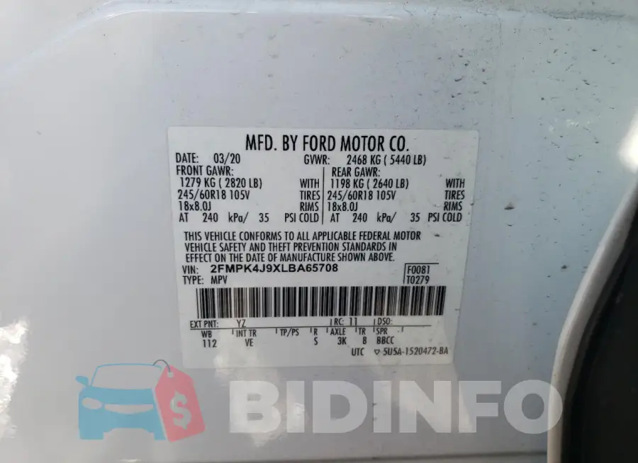 2FMPK4J9XLBA65708 Photo# 13