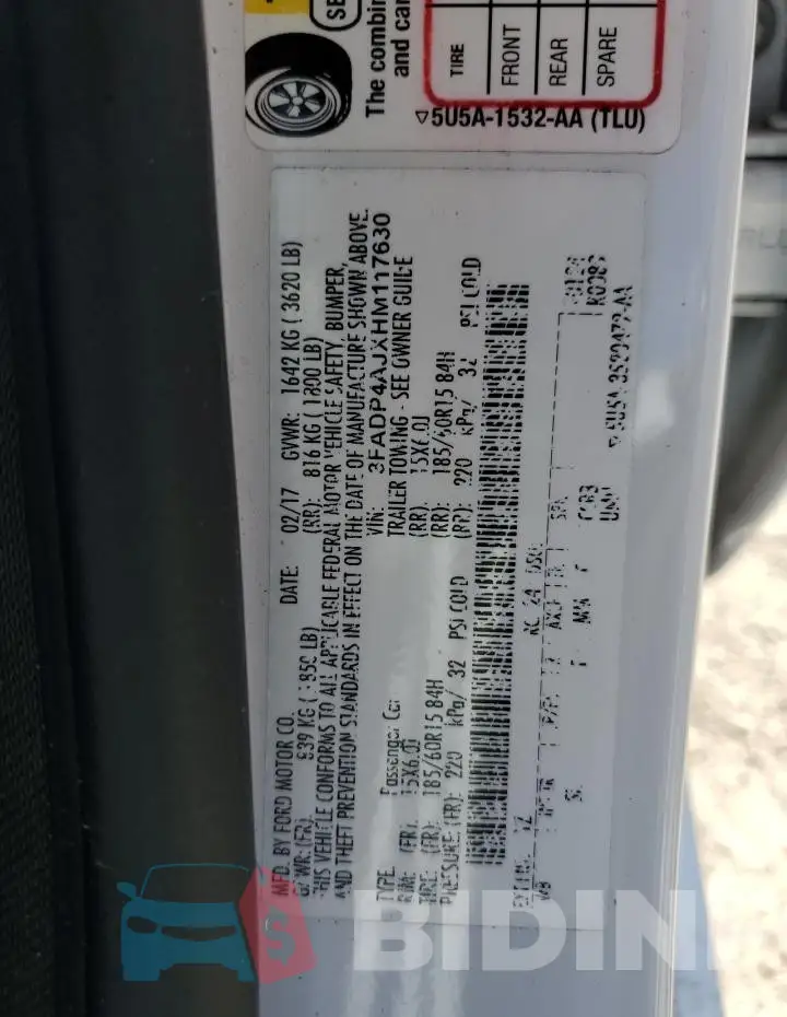 3FADP4AJXHM117630 Photo# 12