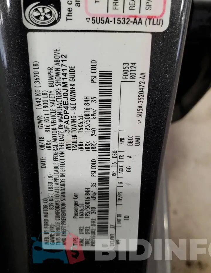 3FADP4EJ0JM141712 Photo# 12