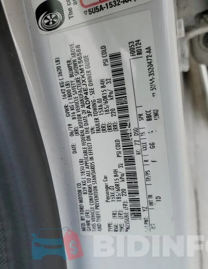 3FADP4EJXKM156588 Photo# 13
