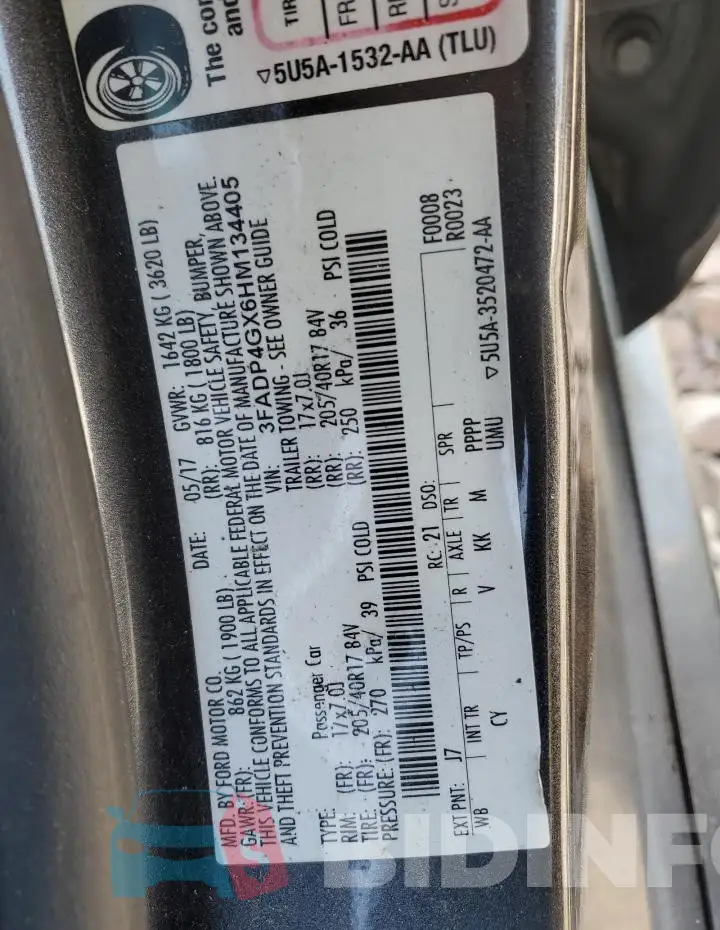 3FADP4GX6HM134405 Photo# 12