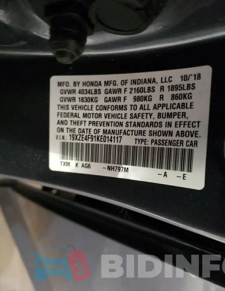19XZE4F91KE014117 Photo# 12