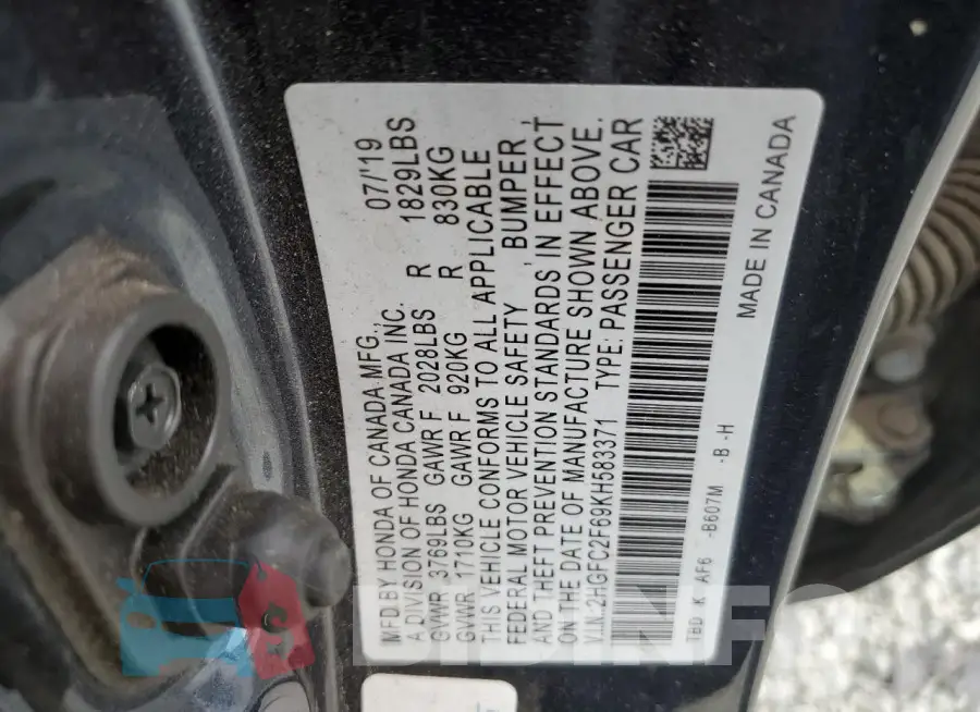 2HGFC2F69KH583371 Photo# 13